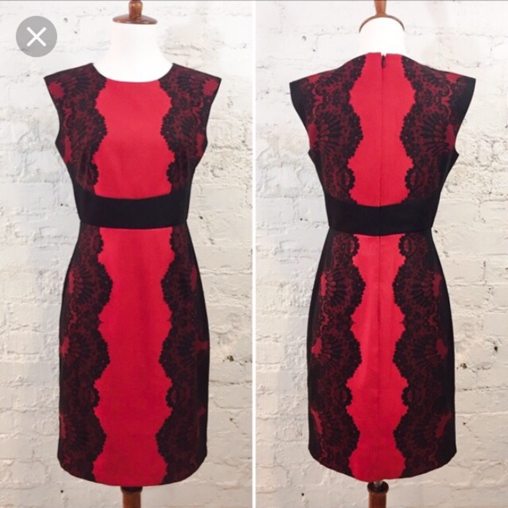 Red & Black “Lace” Sheath Dress